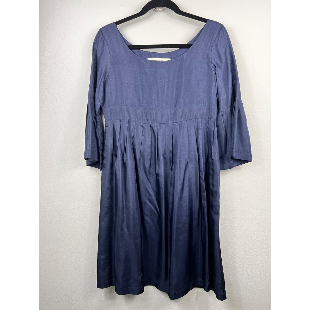 Graham & Spencer Women's Medium 100%‎ Silk Dress Navy Side Zip